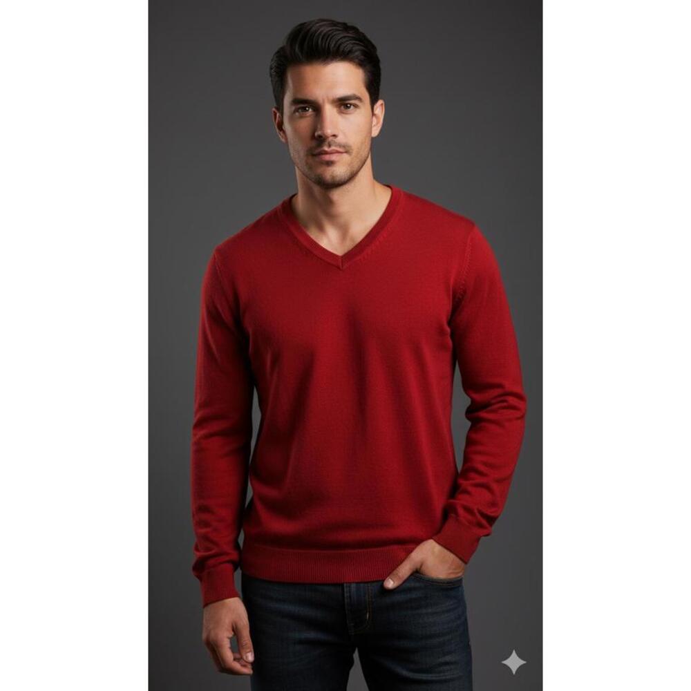 Polo Men's NBCC Logo on Sleeve Long Sleeve Burgundy Quarter-Zip Sweater Size XL